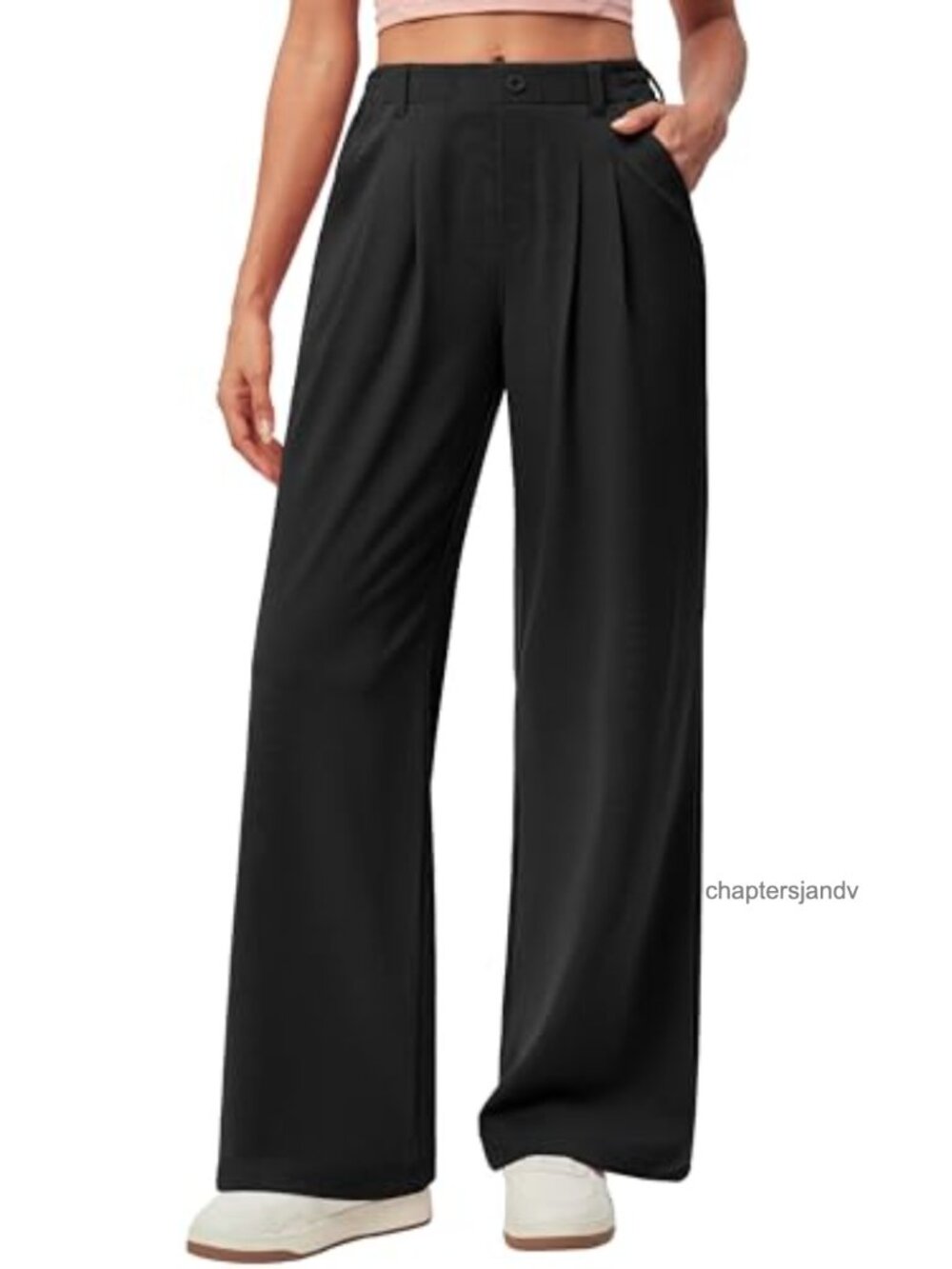 Wide Leg Dress Pants Pull On Work Business Casual Waffle Knit Pleated